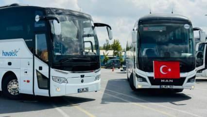 HAVAİST otobüsleri 30 Ağustos için Türk bayraklarıyla donatıldı