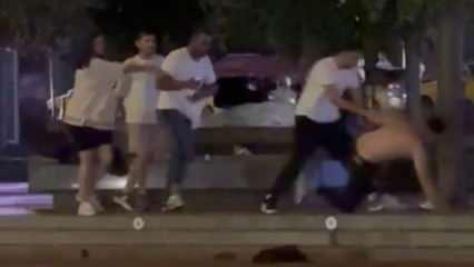 Taksim'de yumruklu tekmeli kavga
