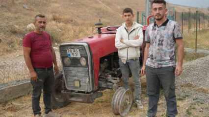 Traktörün tekerliği patladı, jant üzerinde orman ekiplerine su taşıdılar