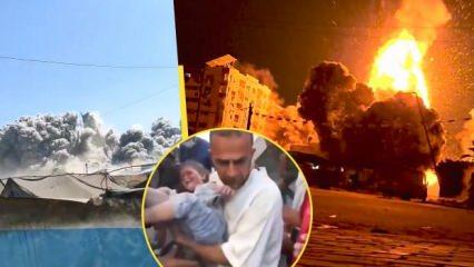 İsrail Gazze'deki Sevra Caddesi'nde bir binaya bombalı saldırı gerçekleştirdi