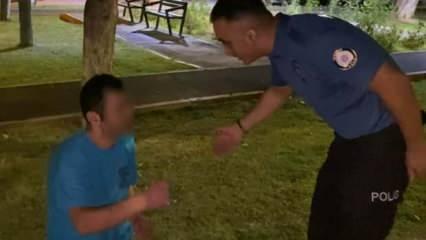Parkta sızan alkolik: Türk polisi şerefimizdir, elini öpebilir miyim