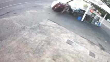 Arabayı temizleyen çalışan ölümden kıl payı kurtuldu 