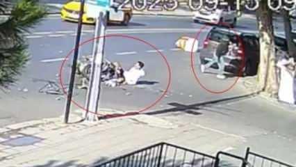 Film sahnesini andıran kaza! Motosiklet kasasıyla birlikte otomobilin üzerinden uçtu