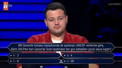 'Kim Milyoner Olmak İster'e doğru cevabı alkışlanmayan Gazze sorusu! Geceye damga vurdu