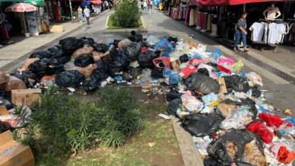 Buca'da çöp krizi devam ediyor! Vatandaş, 'Fareler basacak' diyerek isyan etti