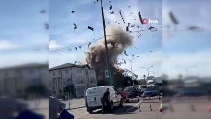 Rusya'nın Ukrayna'daki üniversite binasını hedef aldığı İHA saldırısı kameralara yansıdı