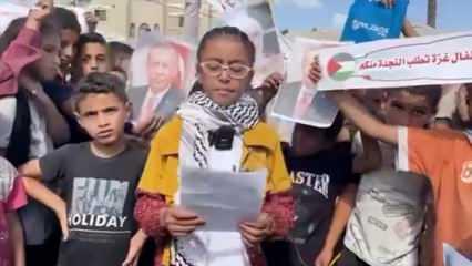 Gazzeli çocuklar Cumhurbaşkanı Erdoğan'a seslendi! Umudumuz siz de...