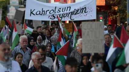 Gökçeada'da binlerce kişi Filistin için ayakta