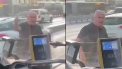 Avcılar’da bir sürücü İETT otobüsünün önünü kesti: O anlar kamerada