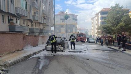 Çorum’da öfkeli kadın, eşinin otomobilini ateşe verdi