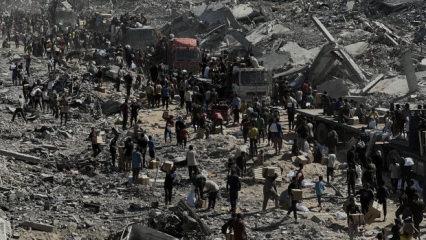 Ateşkes sonrası ilk yardım tırları Gazze Şeridi'ne girdi! İşte bölgeden ilk kareler...