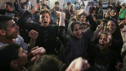 Gazze bu kez ateşkes için ayakta! Sevinç kameralara böyle yansıdı! 