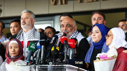 Özgürlük Filosu aktivistleri İstanbul Havalimanı’nda karşılandı