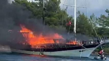 Göcek'te tekne alevlere teslim oldu