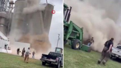 Tahıl silosu çöktü! ABD'de panik anları kameralara yansıdı
