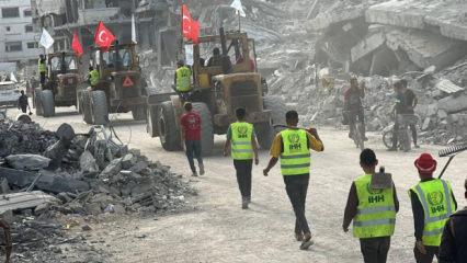 Türk bayraklarıyla Gazze'ye girdiler! Çalışmalar başladı