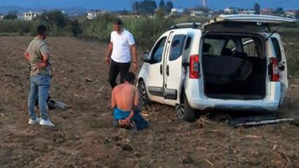 Cezaevi firarileri kaçarken araçlarıyla girdikleri tarlada yakalandı