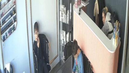 Güzellik merkezine geldi hırsızlık yaptı! Kendisini uyaran çocuğu itip kaçtı