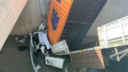 Gaziantep'te kamyonete çarpan tır, köprüden düştü: 2 yaralı