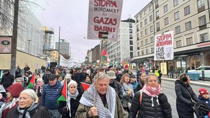 İsveç'te, Gazze'deki ateşkesi ihlal eden İsrail'e karşı protesto