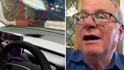 Milyarda bir ihtimal! 110 km hızla ilerleyen Tesla’nın ön camına meteor çarptı!