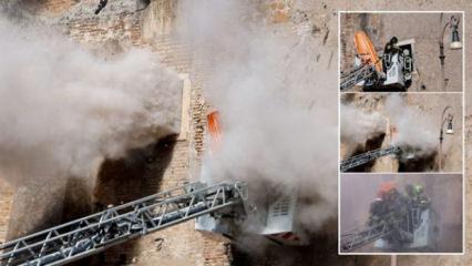 Tarihi kule onarılırken saniyeler içinde çöktü: Mucizevi kurtuluş!