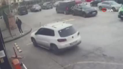 Otoparkta araçlara çarparak boşluğa düşen sürücünün görüntüleri ortaya çıktı