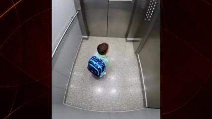 Asansörde mahsur kalan küçük çocuk dua ettiği anlar yürekleri ısıttı