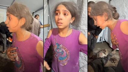 Babasının şehit olduğunu g&ouml;ren Gazzeli kız &ccedil;ocuğunun y&uuml;rek yakan feryadı