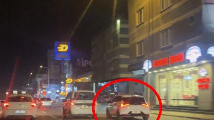 Trafik magandaları trafiği altüst etti! Makas attıkları anlar kamerada