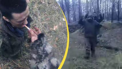 Ukrayna saflarındaki bir Amerikalının dört Rus askerini esir aldığı anlar