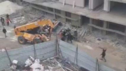 Hatay'da şantiyenin savaş alanına döndüğü kavga kamerada