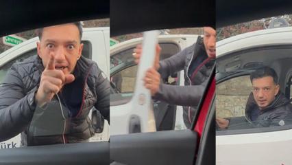 Kadın doktorun aracına tekmeyle saldırıp tehdit etti! Maganda gözaltına alındı