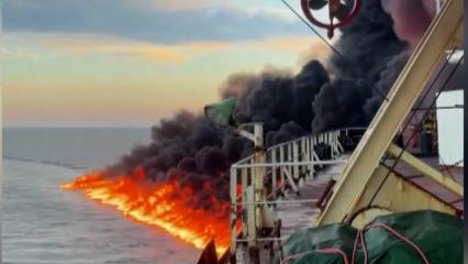 Karadeniz'de vurulan Kairos gemisinden mürettebatın çektiği görüntüler ortaya çıktı