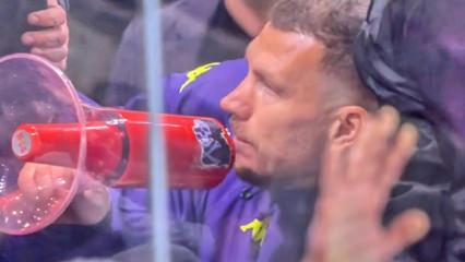 Maç biter bitmez Dzeko megafona sarıldı: Taraftarın gözü döndü