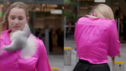 Muhabirin y&uuml;z&uuml;ne kuş &ccedil;arpınca haber yarıda kaldı