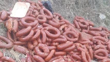 Yüzlerce kilo et ürünü boş araziye atıldı