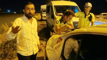 0.03 promil fazla alkoll&uuml; &ccedil;ıkınca ehliyeti alındı: Polisle tartıştı