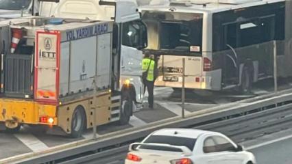 Florya'da metrobüste yangın çıktı