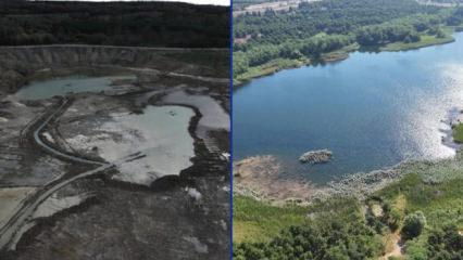 Arnavutk&ouml;y'de İBB'nin rehabilitasyon &ccedil;alışması yaptığı Mavi G&ouml;l yok oldu
