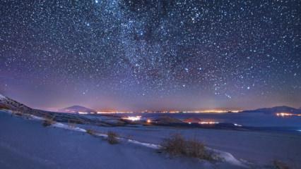 Bitlis'te kartpostallık manzara: G&ouml;ky&uuml;z&uuml;nde Geminid meteoru yağmuru