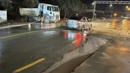 Bodrum'da su hattı patlaması sonucu asfalt &ccedil;&ouml;kt&uuml;