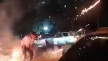 D&uuml;ğ&uuml;n sonrası dehşet: Havai fişek elinde patladı