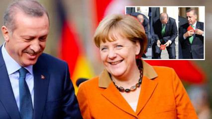 Erdoğan, Merkel'le bayrak anısını anlattı: Şaşkın şaşkın bana bakıp g&uuml;lmeye başladı