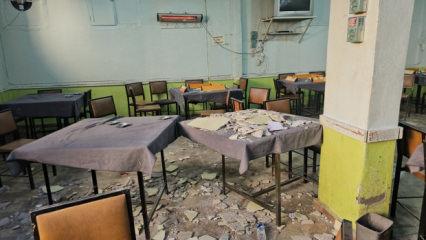 Kıraathanede tavandan kopan sıva par&ccedil;aları m&uuml;şterilerin &uuml;zerine d&uuml;şt&uuml;: 2 yaralı