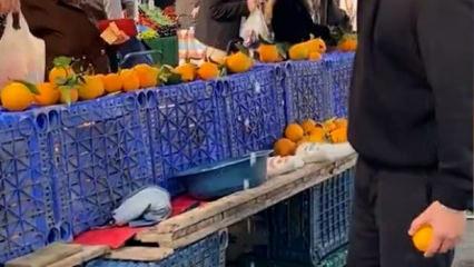Pazarcının &ldquo;sulu portakal&rdquo; hilesi ifşa oldu!