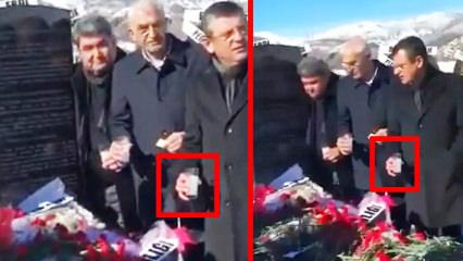 &Ouml;zg&uuml;r &Ouml;zel'in skandal g&ouml;r&uuml;nt&uuml;leri ortaya &ccedil;ıktı! Mezara rakı d&ouml;kt&uuml;ler