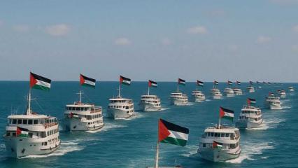 100 farklı &uuml;lkeden y&uuml;zlerce gemi Gazze i&ccedil;in yola &ccedil;ıkıyor