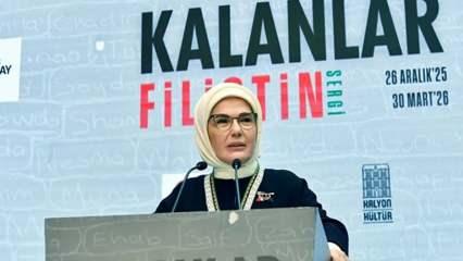 Emine Erdoğan, "Kalanlar" Filistin Sergisi'ne ilişkin videolu paylaşımda bulundu