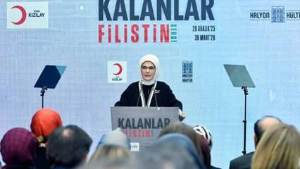 Emine Erdoğan "Kalanlar" Filistin Sergisi'nin a&ccedil;ılışında konuştu